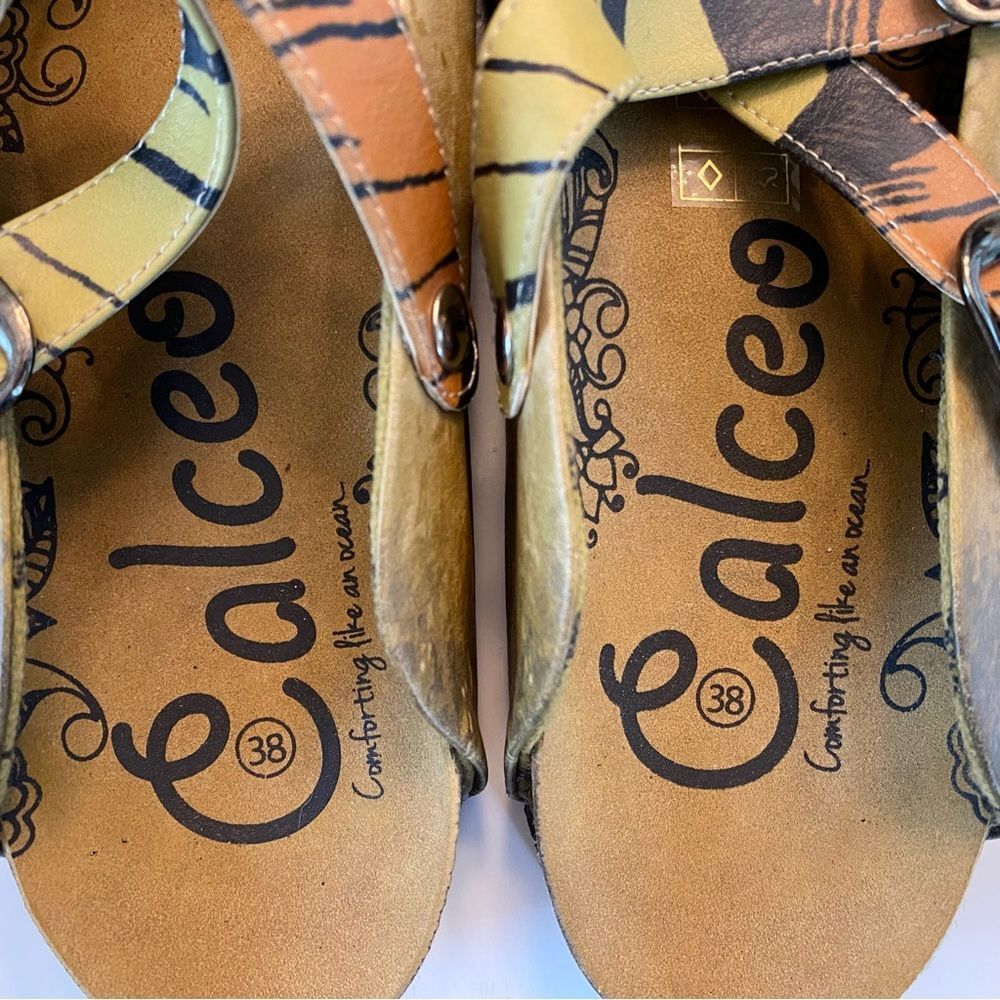 Calceo Butterfly Neutral Tan Clogs Shoe Size 38 7.5 Slip On Handmade Unique Rare - Picture 9 of 10